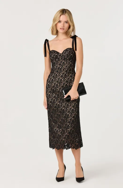 Donne Floral Lace Midi Dress sold by Astr