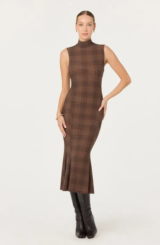 Leigha Mock-Neck Plaid Midi Dress made by Astr