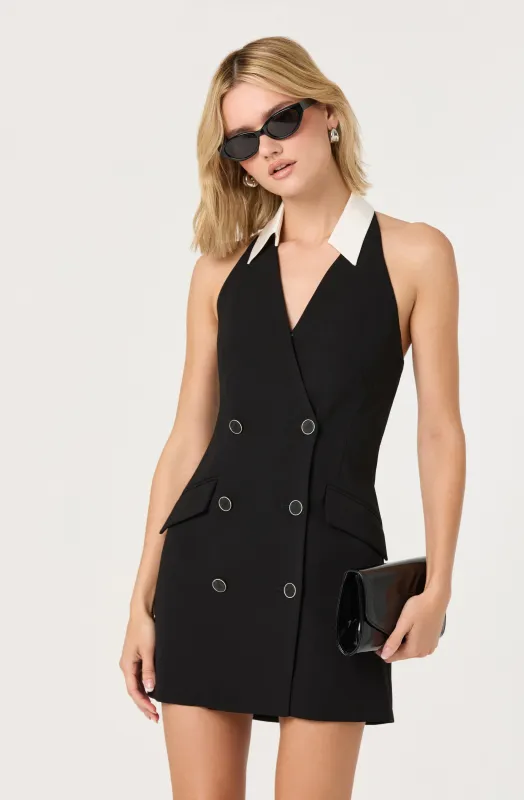 Perah Halter Tuxedo Mini Dress sold by Astr