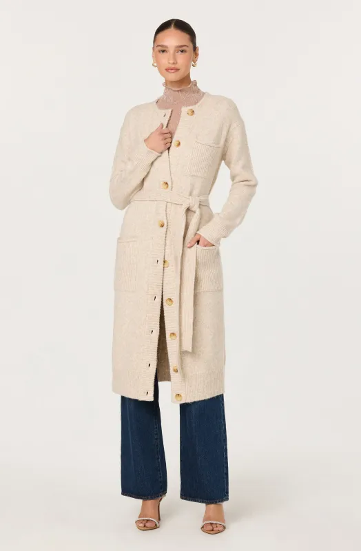 Meris Belted Longline Cardigan sold by Astr
