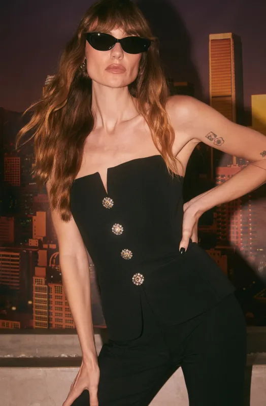 Annemarie Strapless Button Detail Top sold by Astr