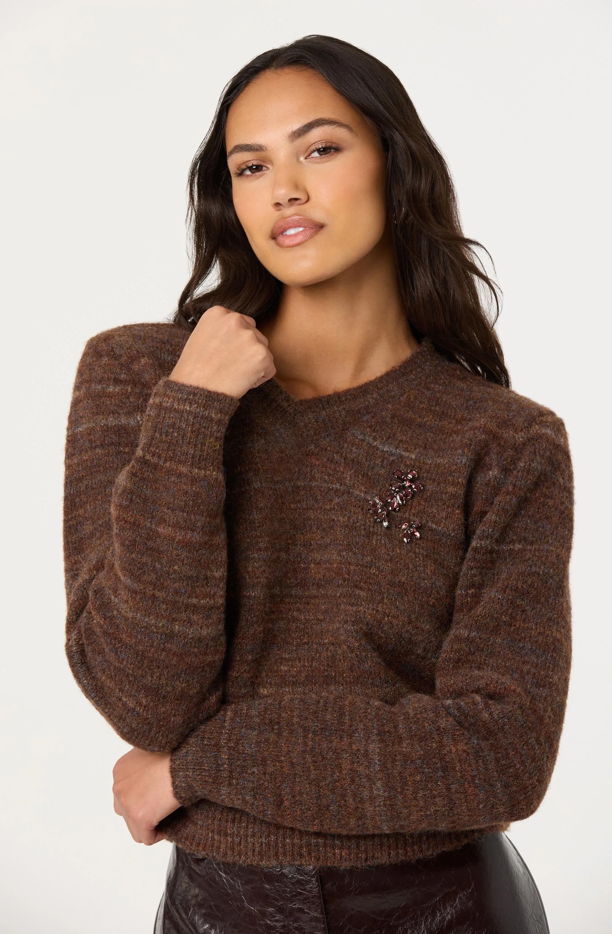 Dasia Embellished V-neck Sweater sold by Astr