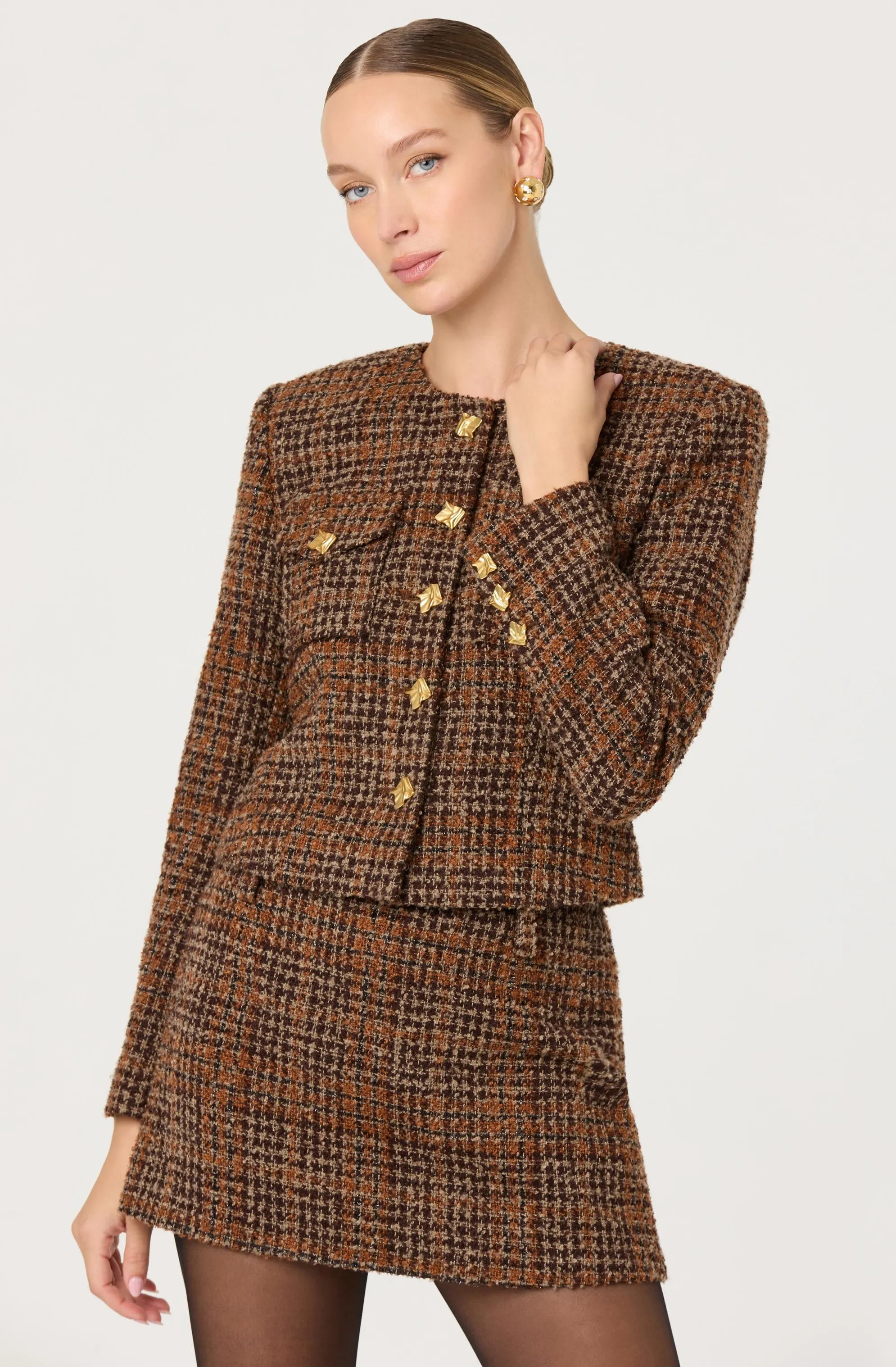 Kyleigh Plaid Tweed Jacket sold by Astr product image thumbnail 4