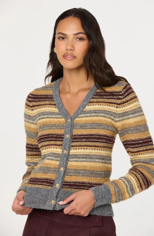 August Striped V-neck Cardigan sold by Astr