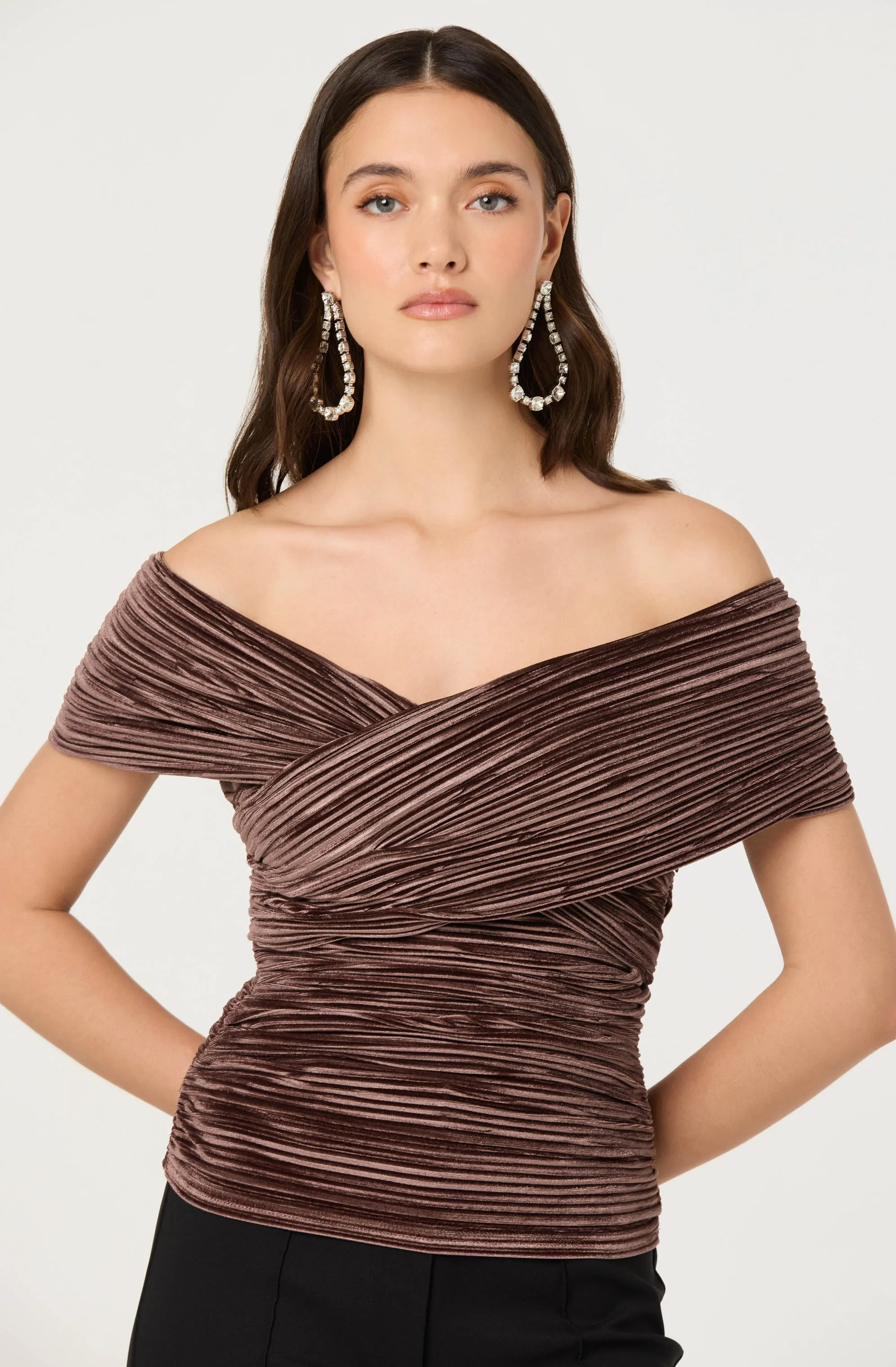 Mallina Velvet Off Shoulder Top sold by Astr product image thumbnail 5