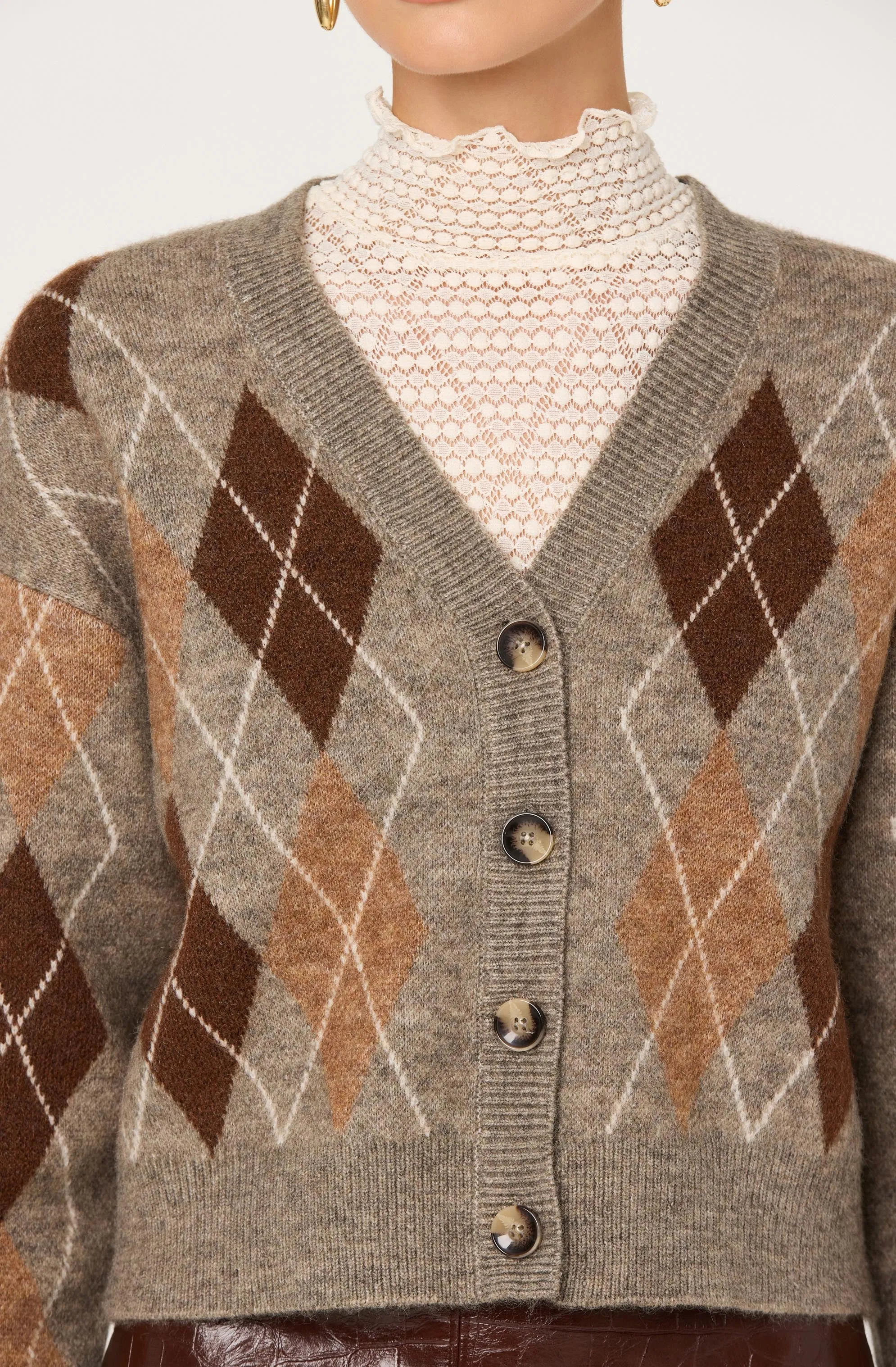 Ashtyn V-neck Argyle Cardigan sold by Astr product image thumbnail 4