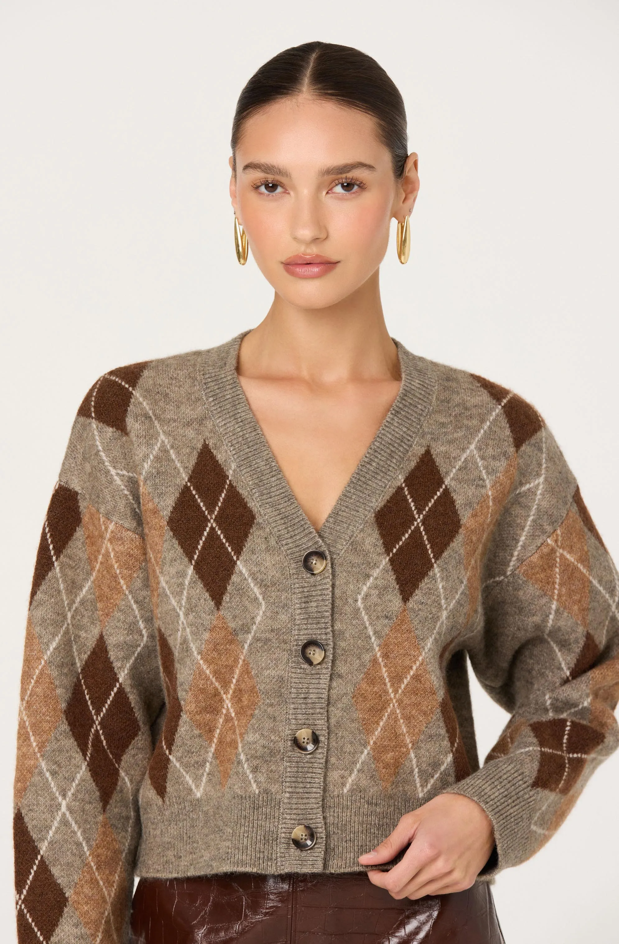 Ashtyn V-neck Argyle Cardigan sold by Astr product image thumbnail 5