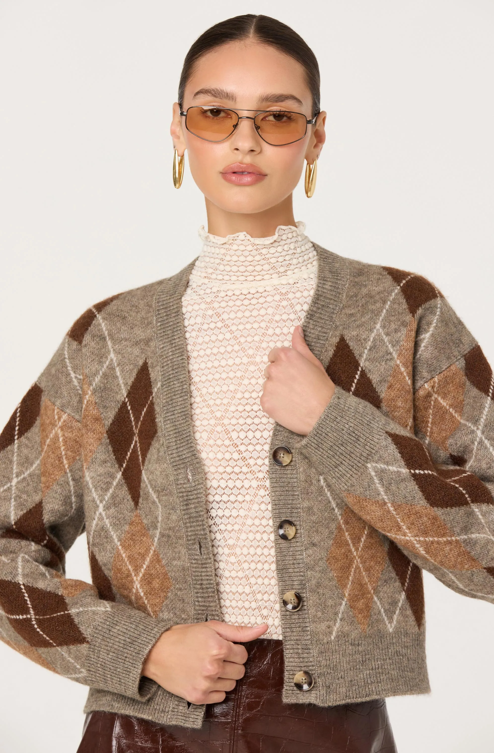 Ashtyn V-neck Argyle Cardigan sold by Astr product image thumbnail 2