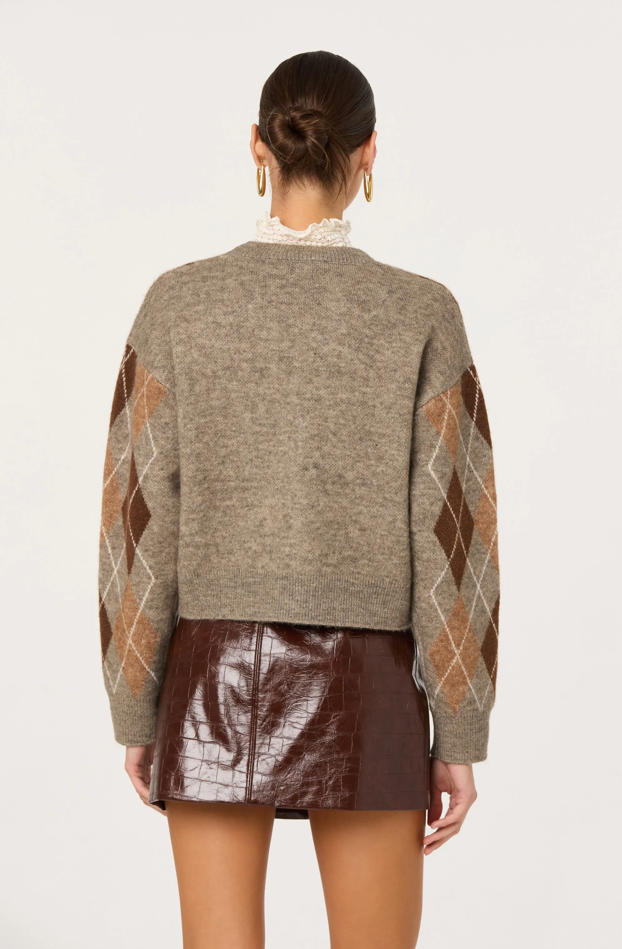 Ashtyn V-neck Argyle Cardigan sold by Astr product image thumbnail 3