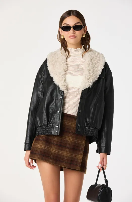 Jonyssa Faux Leather Bomber Jacket sold by Astr