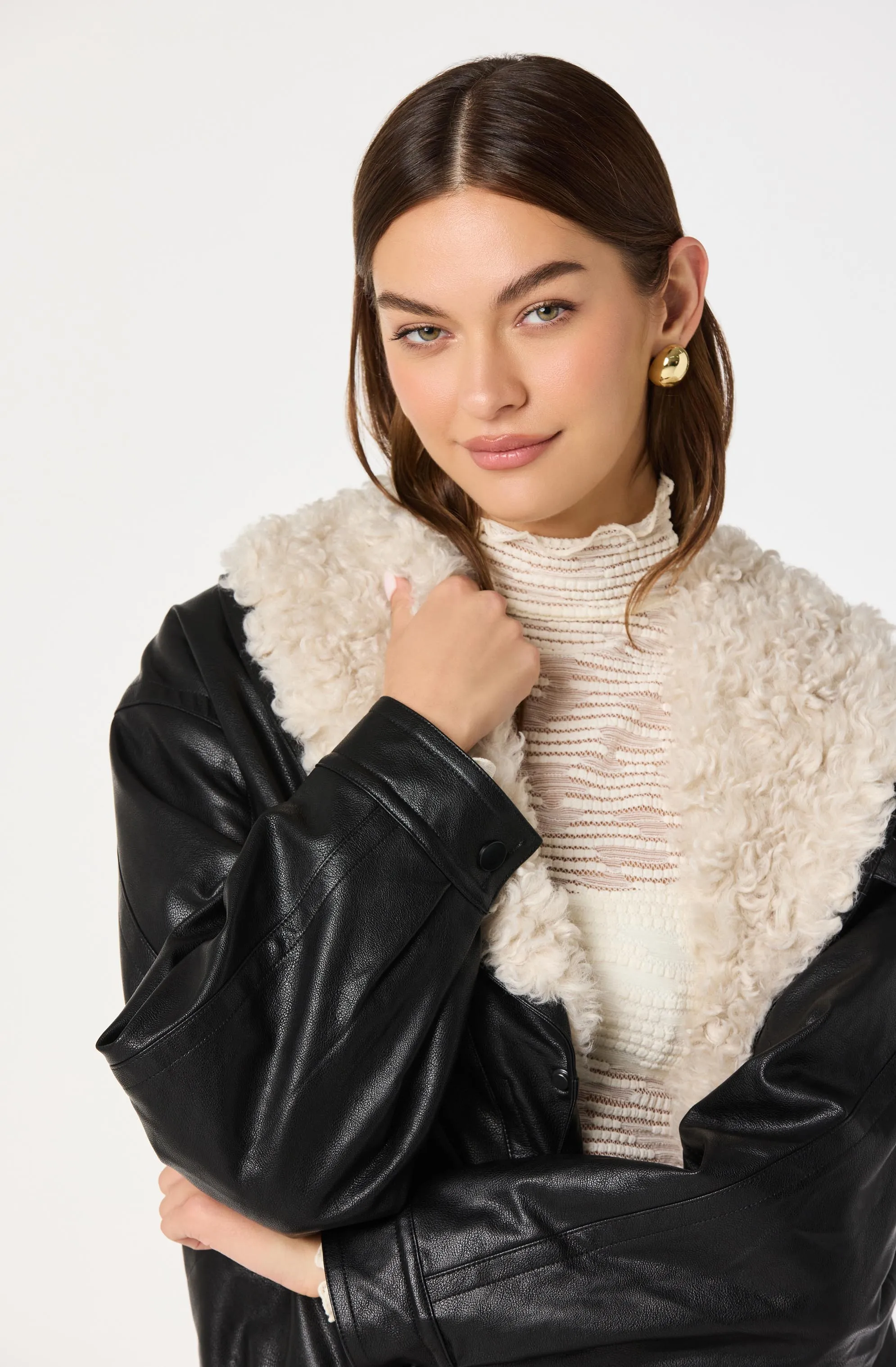 Jonyssa Faux Leather Bomber Jacket sold by Astr product image thumbnail 5
