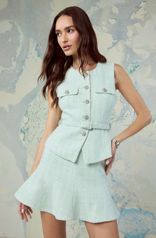 Kiona Tweed Flared Mini Skirt sold by Astr