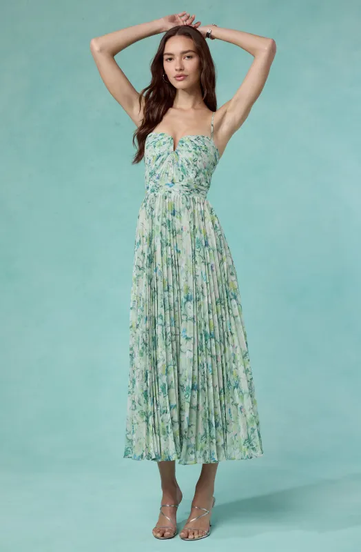 Bayley Pleated Floral Maxi Dress sold by Astr