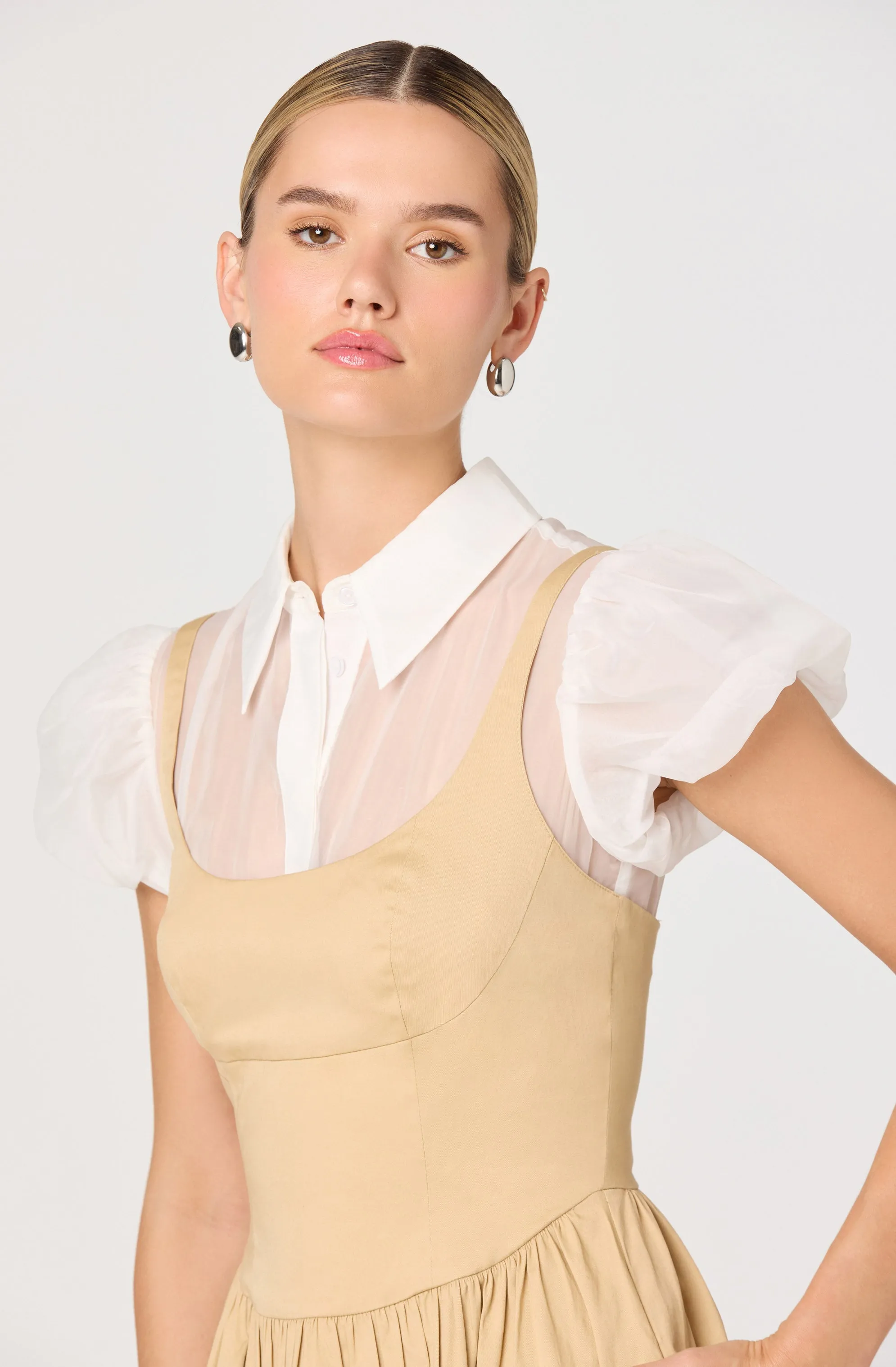 Carrington Mixed Media Layered Midi Dress sold by Astr product image thumbnail 5