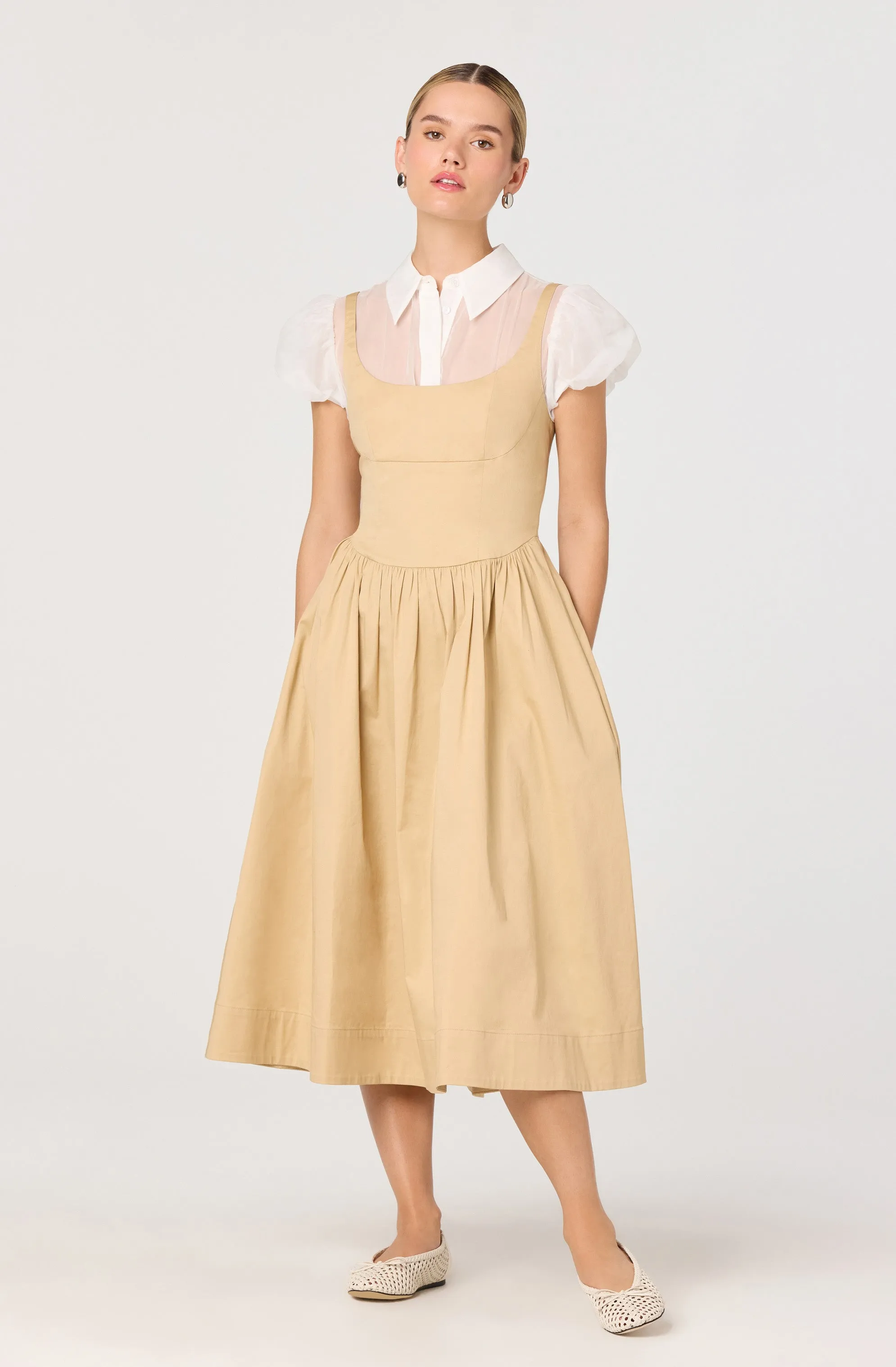 Carrington Mixed Media Layered Midi Dress sold by Astr product image thumbnail 2