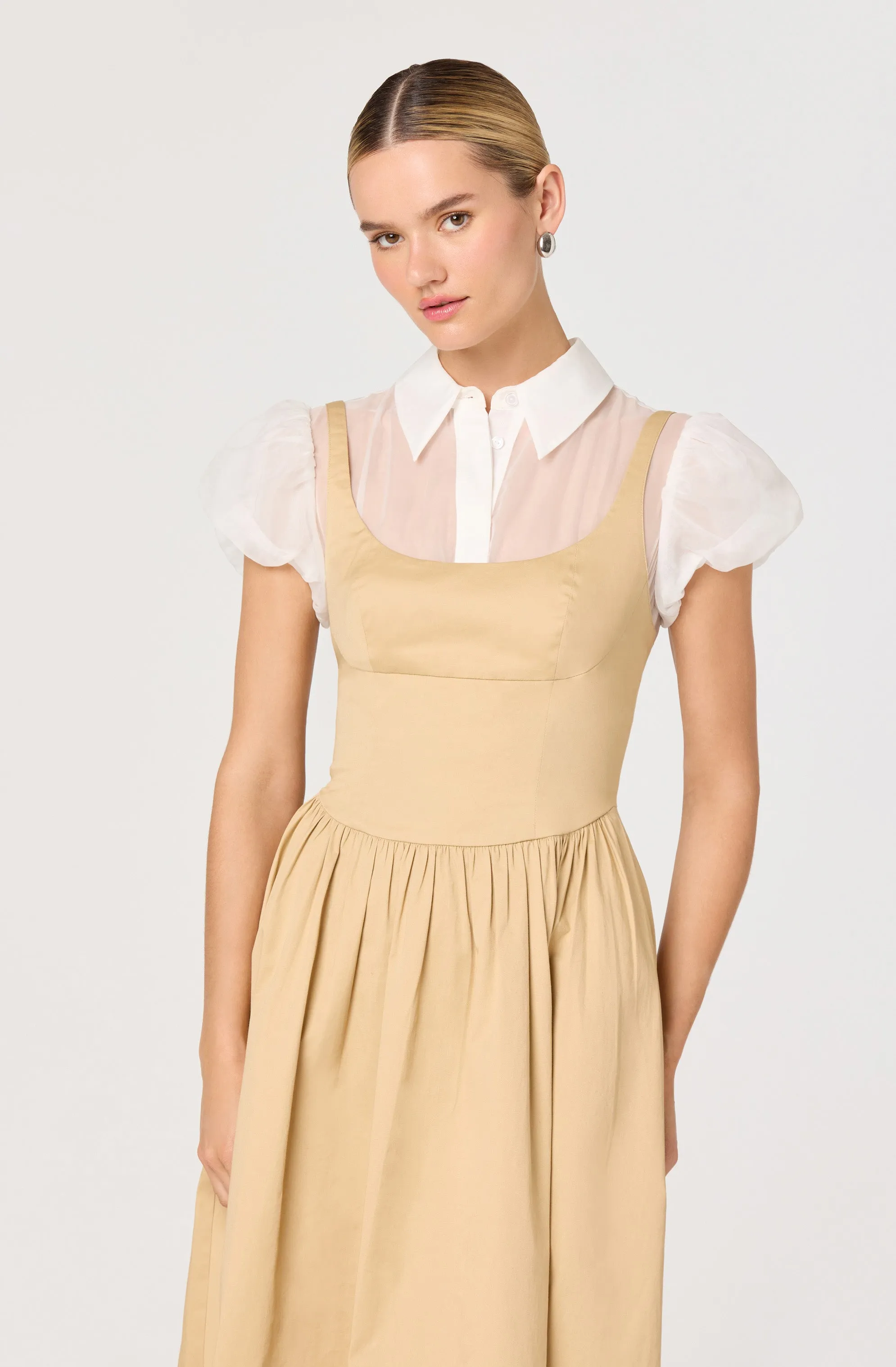 Carrington Mixed Media Layered Midi Dress sold by Astr product image thumbnail 4