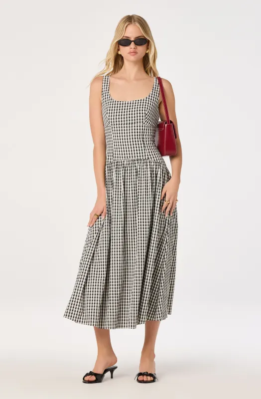 Cara Gingham Sleeveless Midi Dress sold by Astr