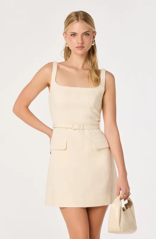Adelyn Belted Tweed Mini Dress sold by Astr