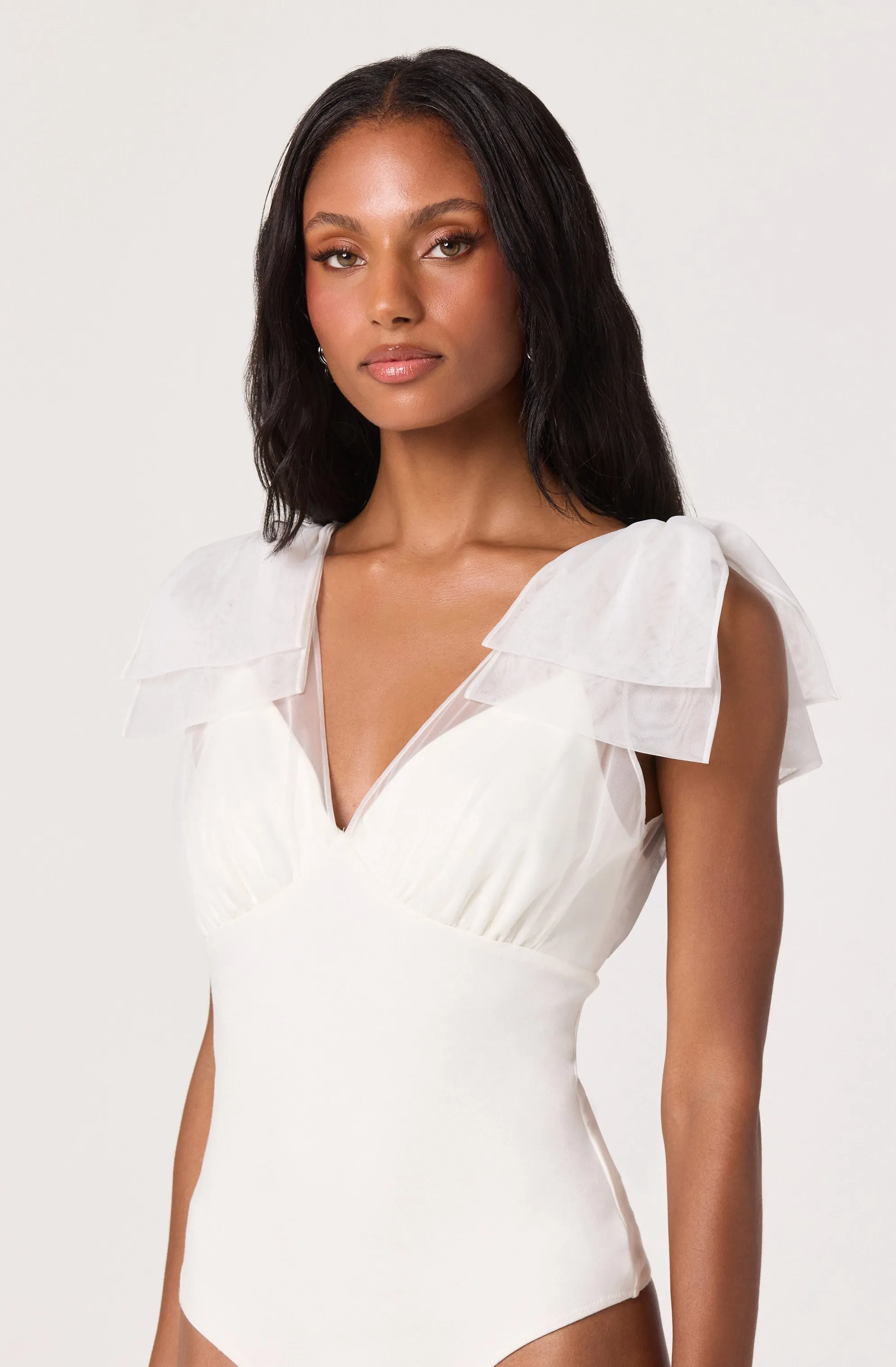 Maelie Tulle Bow-Detail Tank Bodysuit sold by Astr product image thumbnail 4
