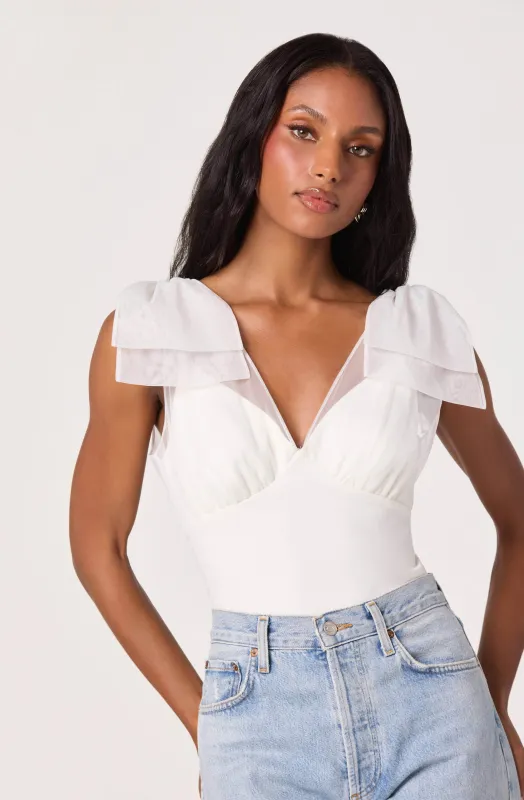 Maelie Tulle Bow-Detail Tank Bodysuit made by Astr