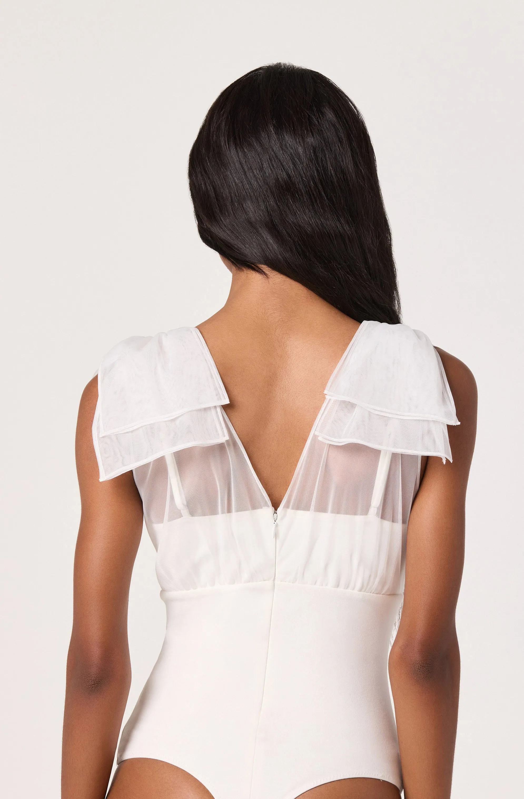 Maelie Tulle Bow-Detail Tank Bodysuit sold by Astr product image thumbnail 5