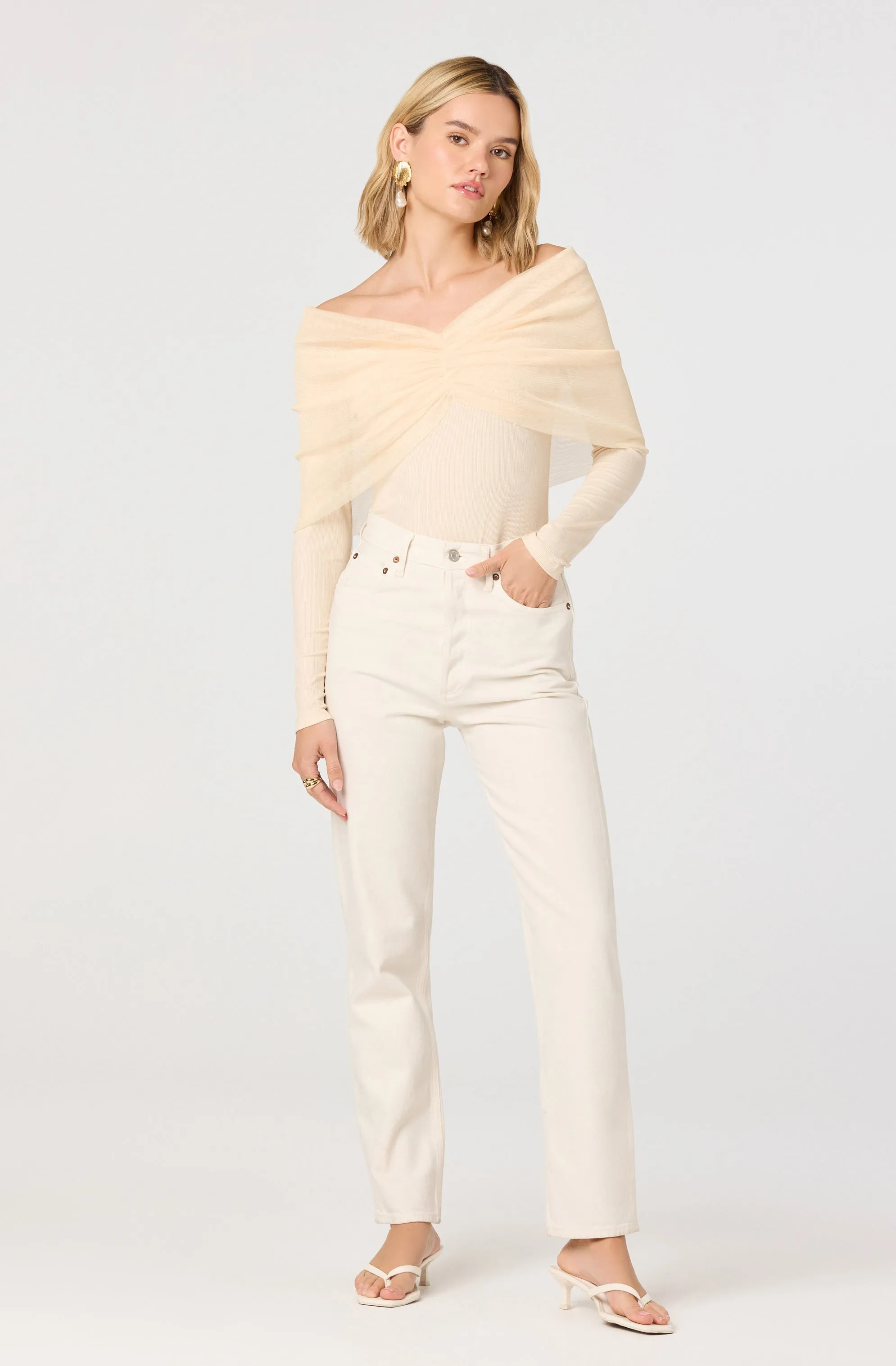 Julieta Off-Shoulder Ruched Overlay Top sold by Astr product image thumbnail 4