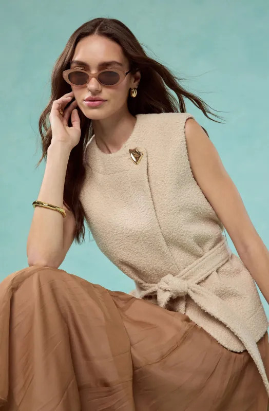 Darrien Teddy Fleece Wrap Vest made by Astr