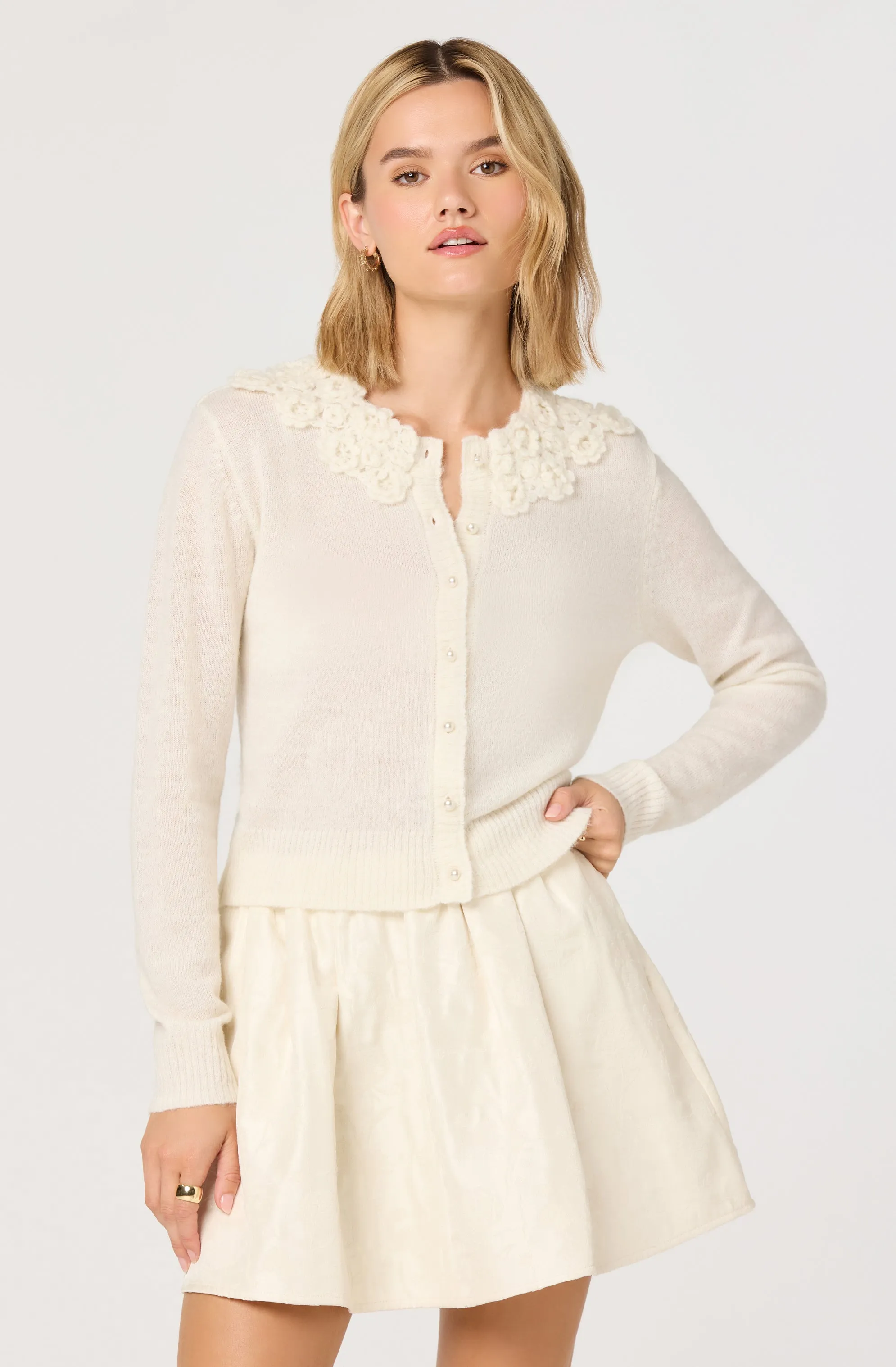 Meadow Floral Appliqué Collar Cardigan sold by Astr product image thumbnail 2