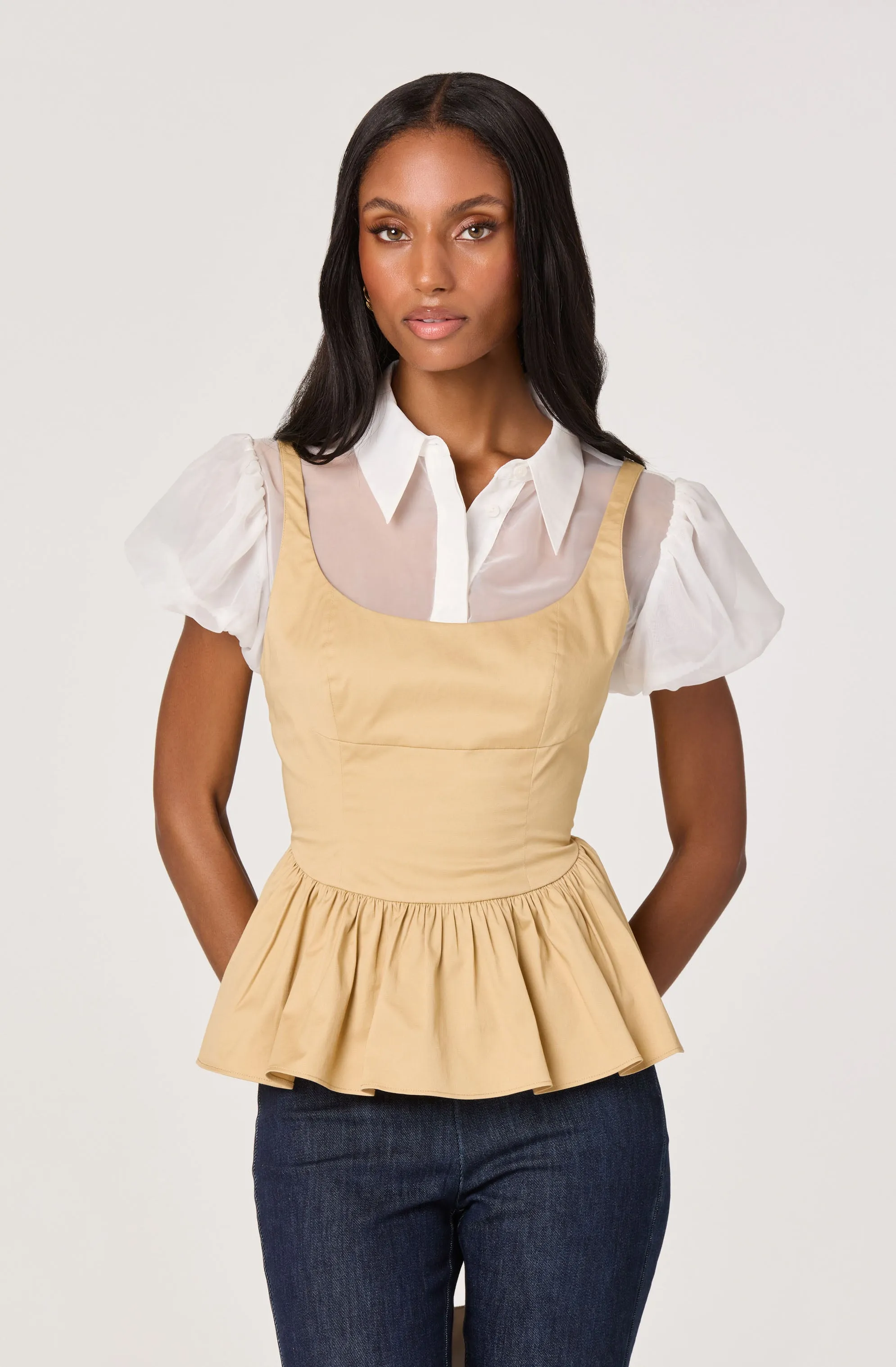 Carrington Mixed Media Layered Peplum Top sold by Astr product image thumbnail 3
