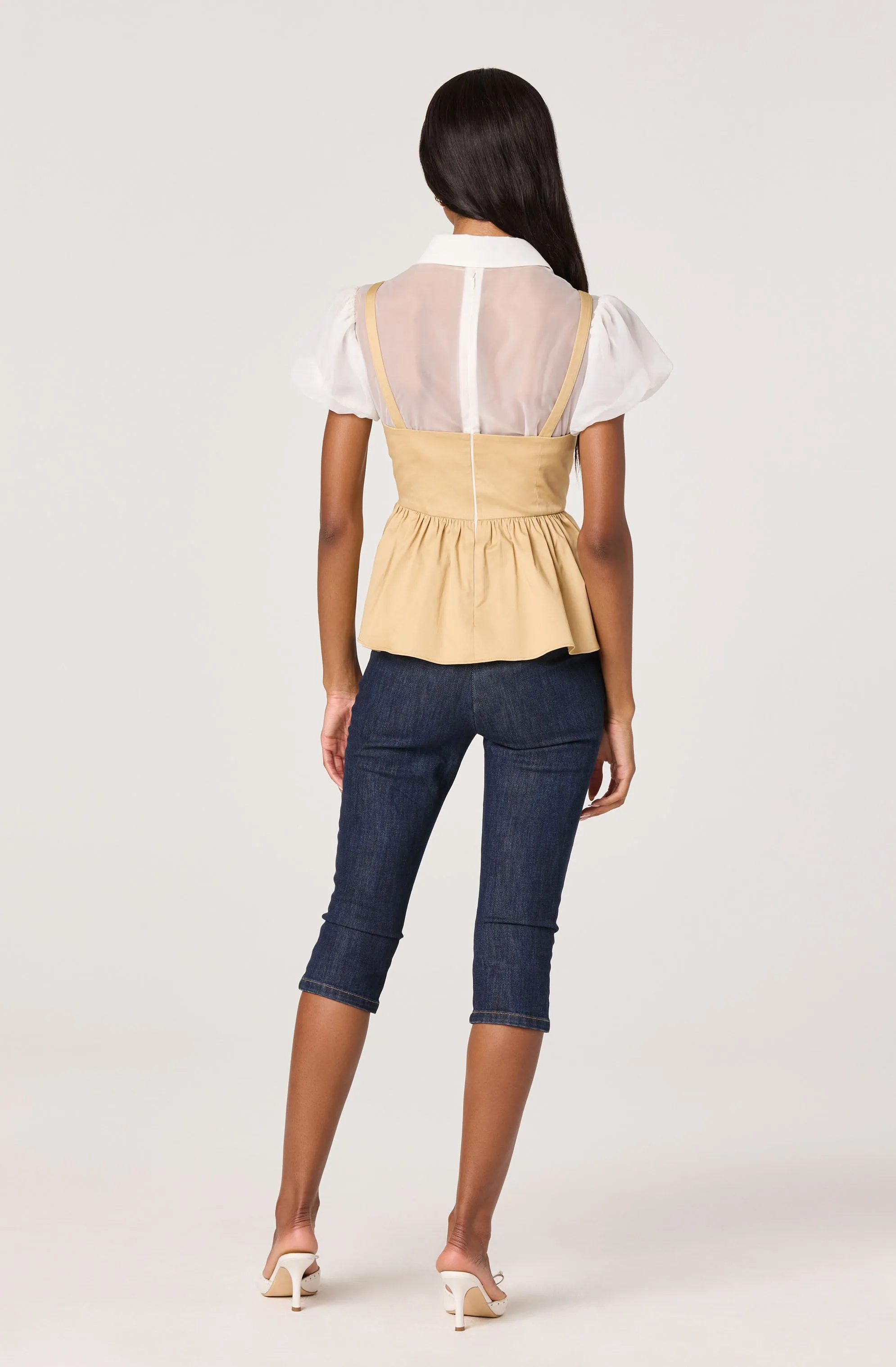 Carrington Mixed Media Layered Peplum Top sold by Astr product image thumbnail 4