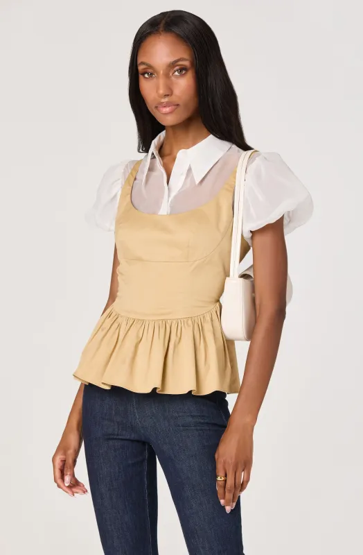 Carrington Mixed Media Layered Peplum Top sold by Astr