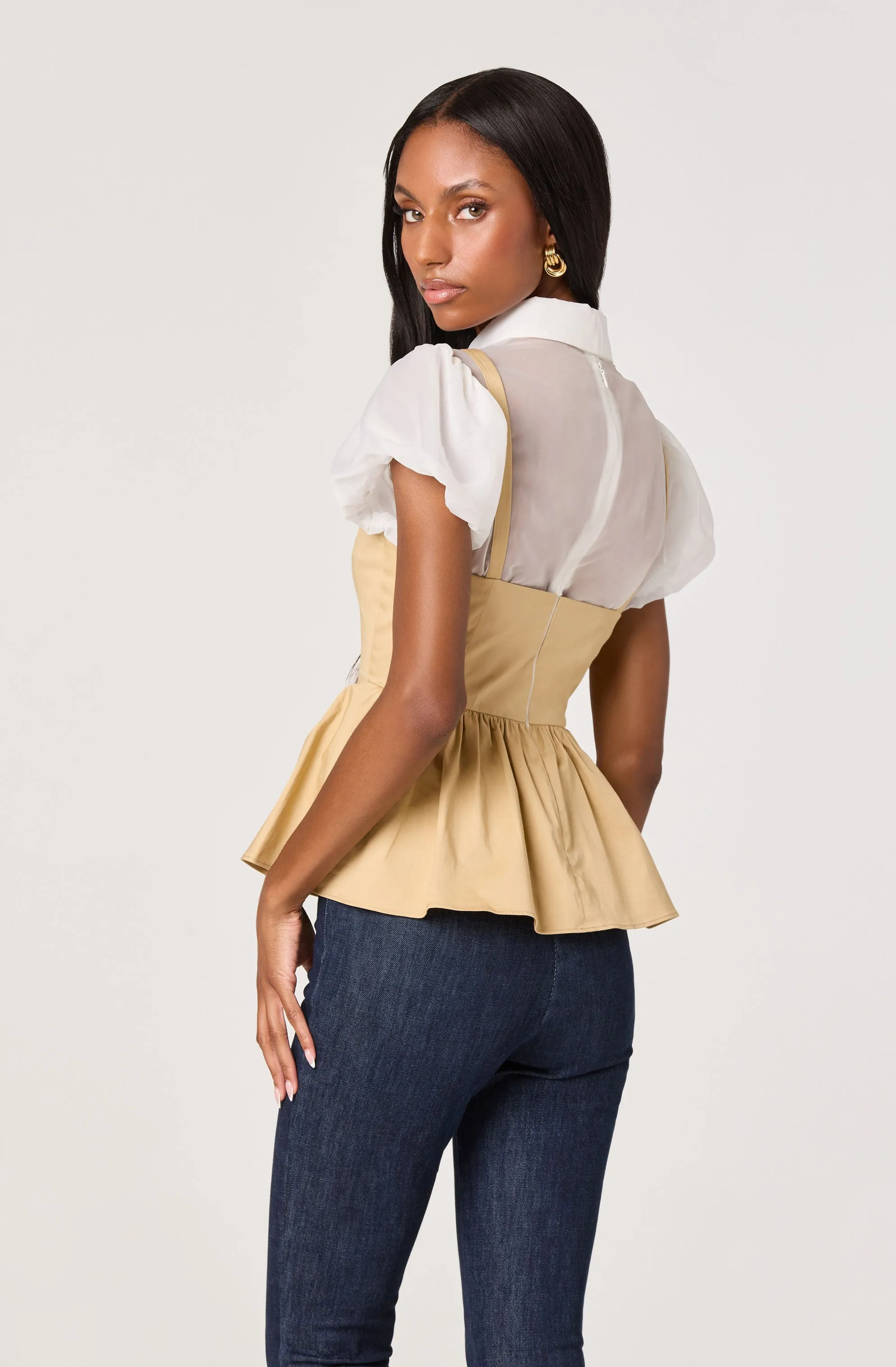 Carrington Mixed Media Layered Peplum Top sold by Astr product image thumbnail 2
