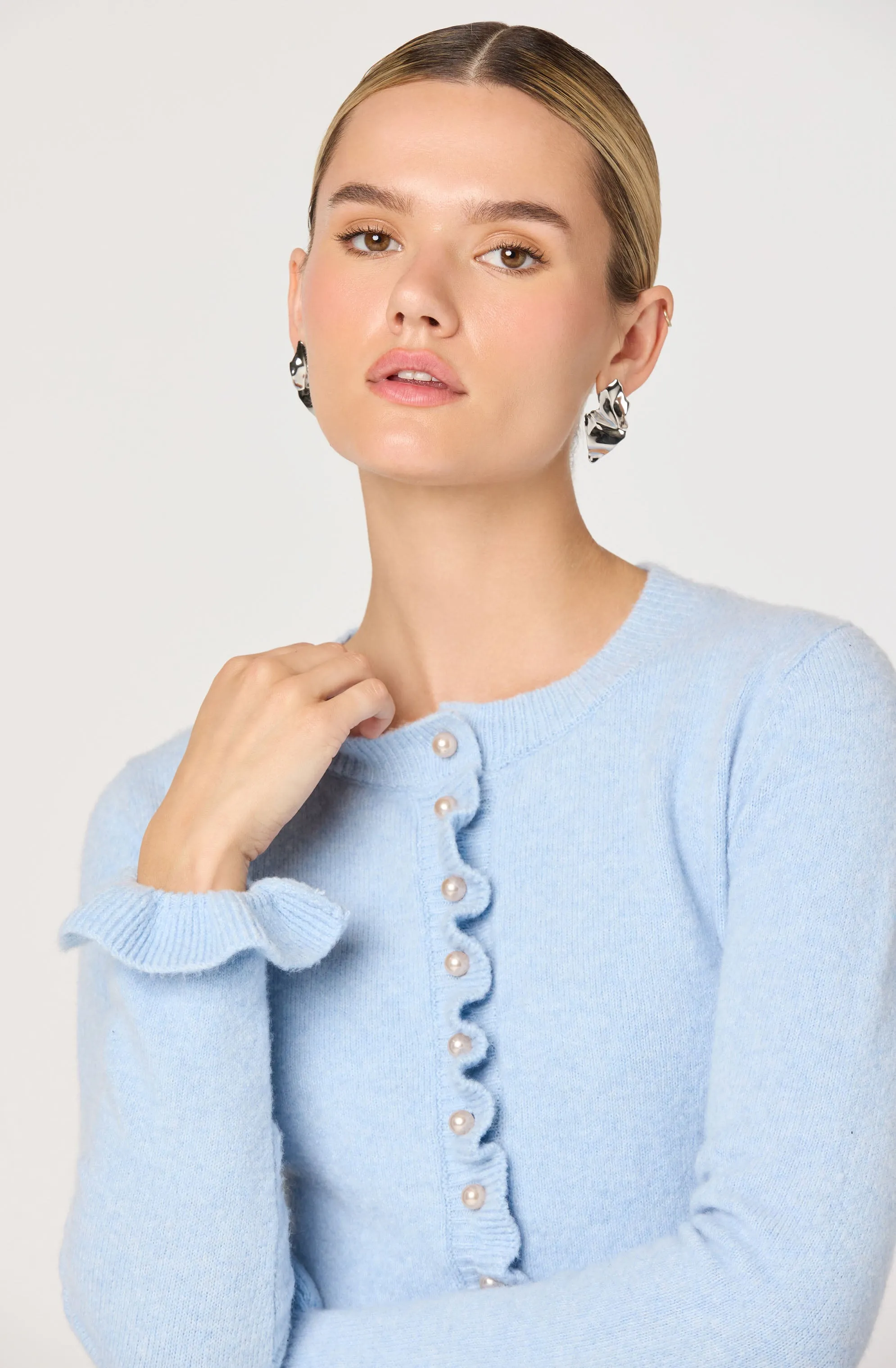 Eowyn Brushed Knit Pearl Button Cardigan sold by Astr product image thumbnail 4