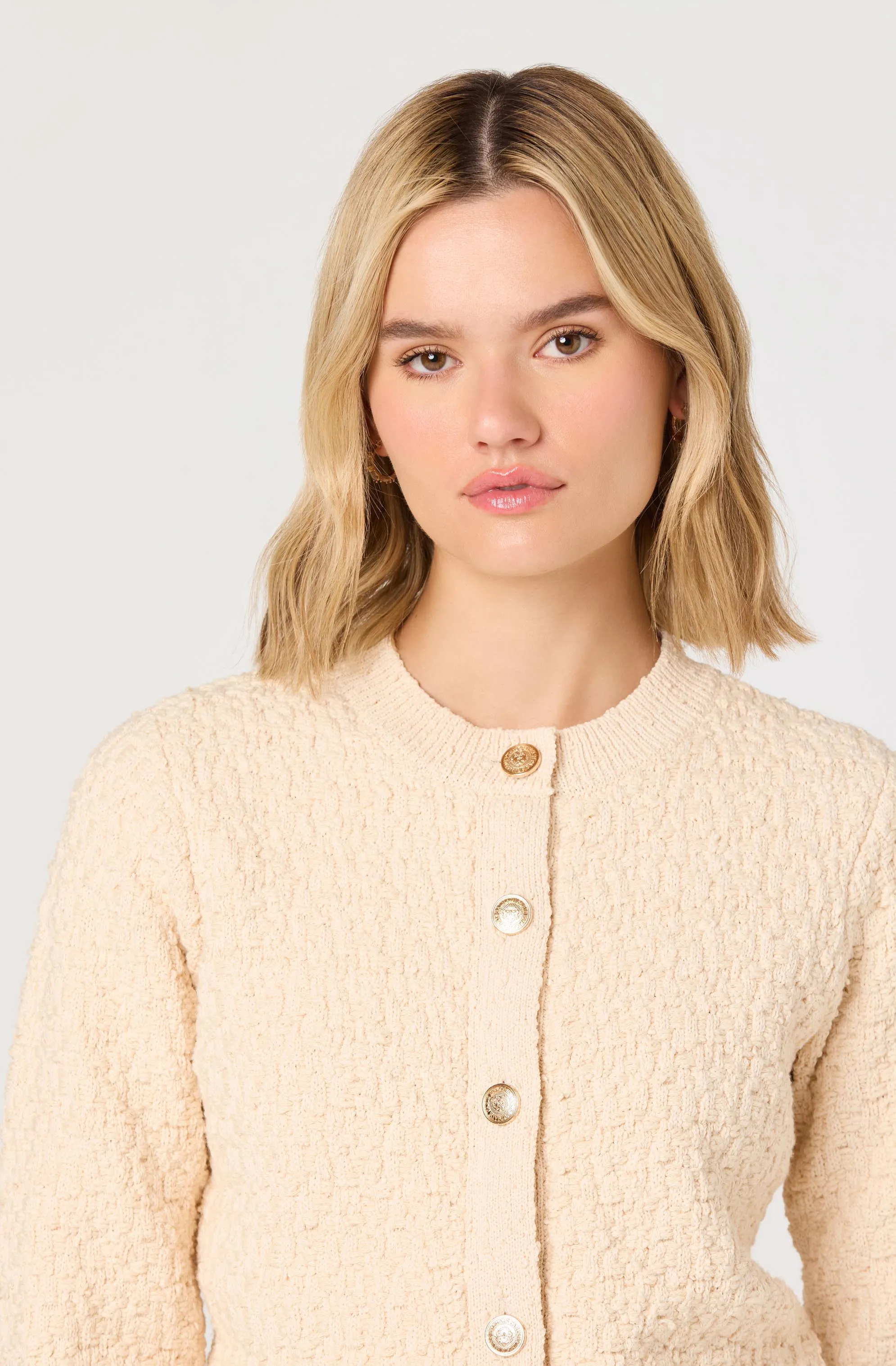 Darthy Textured Knit Crest Button Lady Jacket sold by Astr product image thumbnail 4