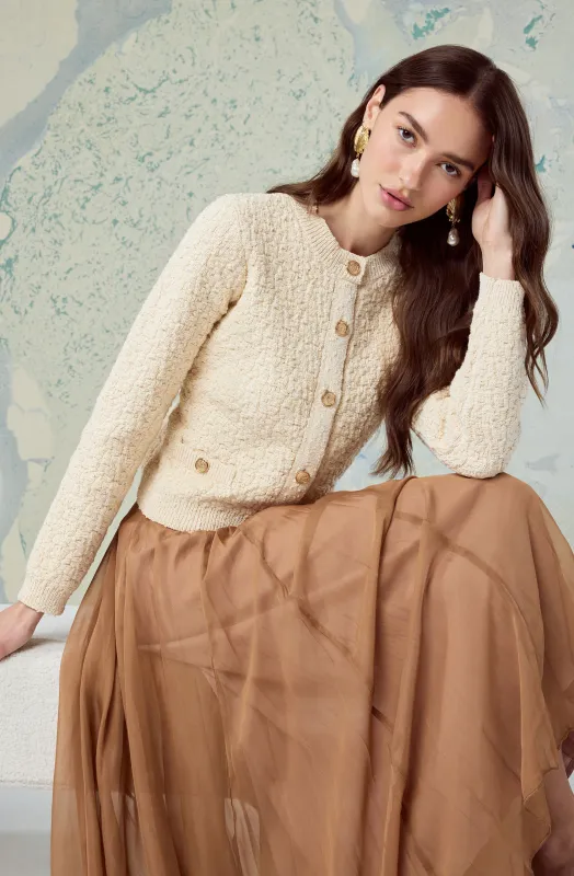 Darthy Textured Knit Crest Button Lady Jacket sold by Astr