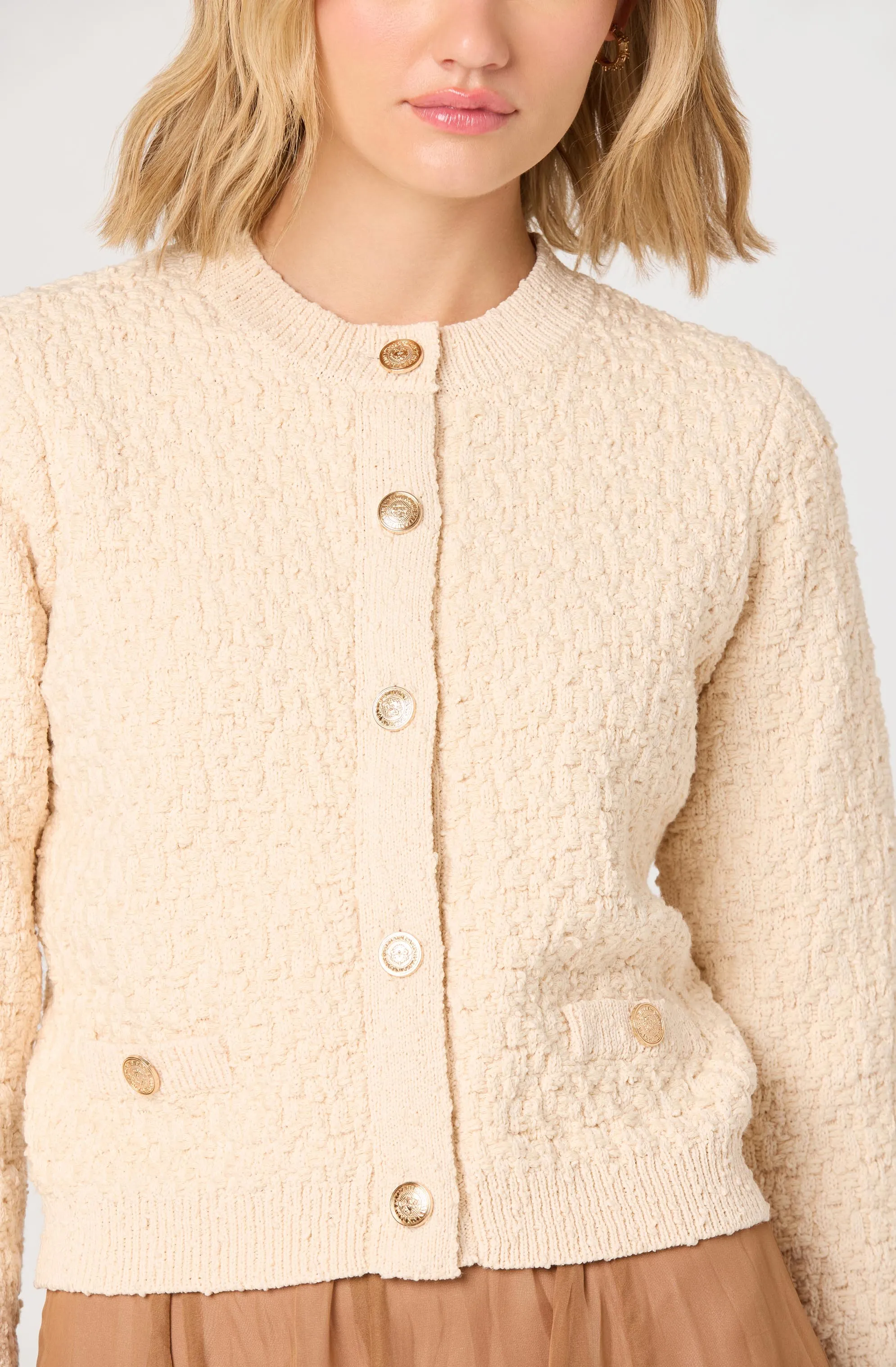 Darthy Textured Knit Crest Button Lady Jacket sold by Astr product image thumbnail 5