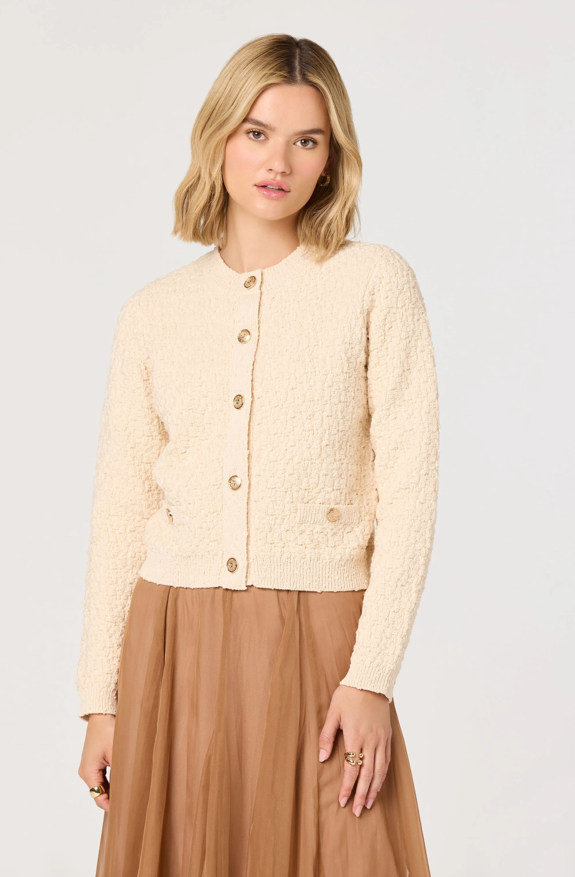 Darthy Textured Knit Crest Button Lady Jacket sold by Astr product image thumbnail 2