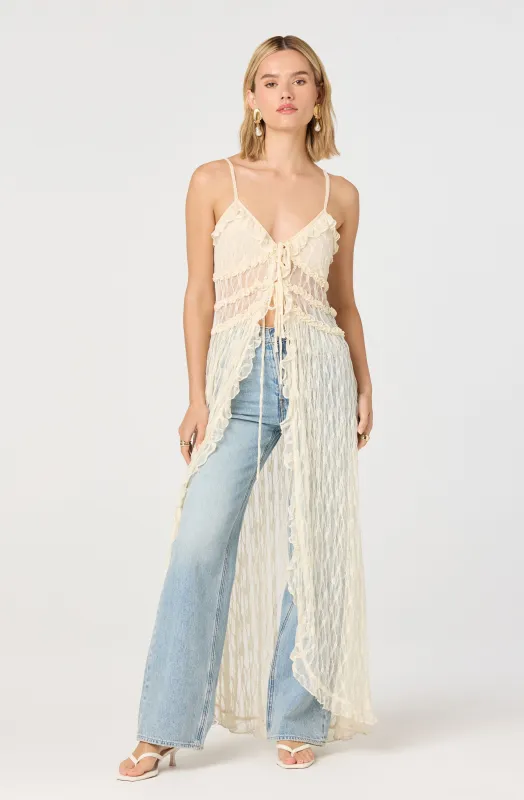 Sariyah Lace Flyaway Maxi Tunic Top made by Astr