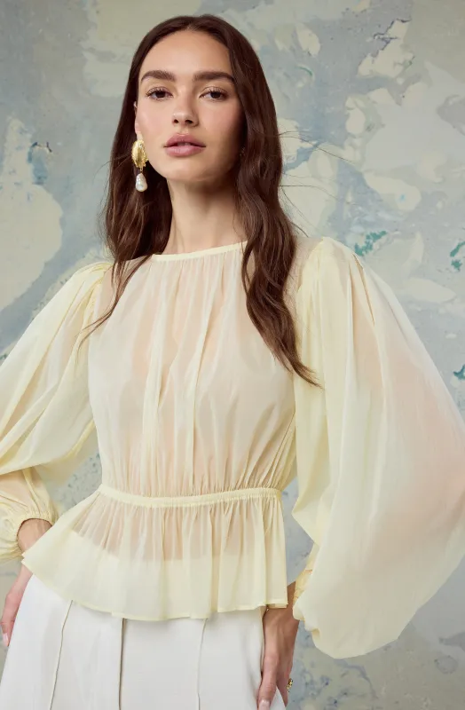 Amie Sheer Balloon Sleeve Top sold by Astr