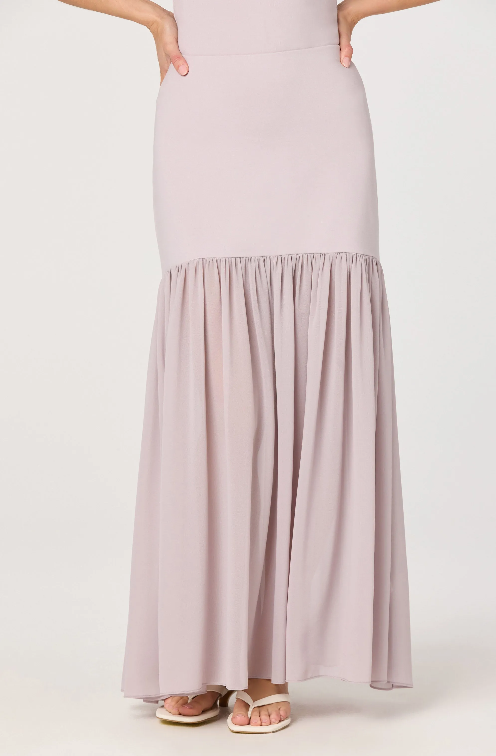 Aloyse Contrast Drop-Waist Maxi Skirt sold by Astr
