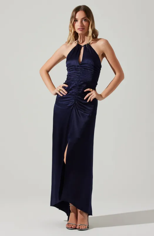 Stella Ruched Halter Maxi Dress sold by Astr