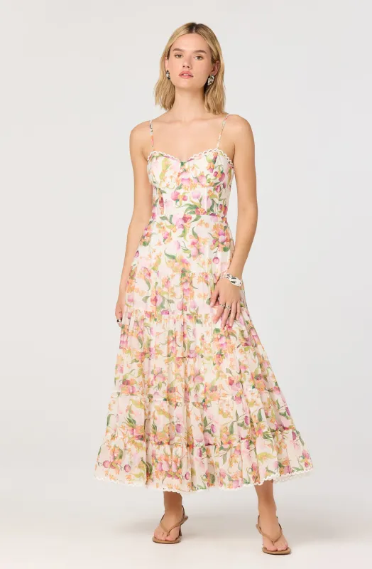 Lianna Floral Scalloped Trim Tiered Maxi Dress made by Astr