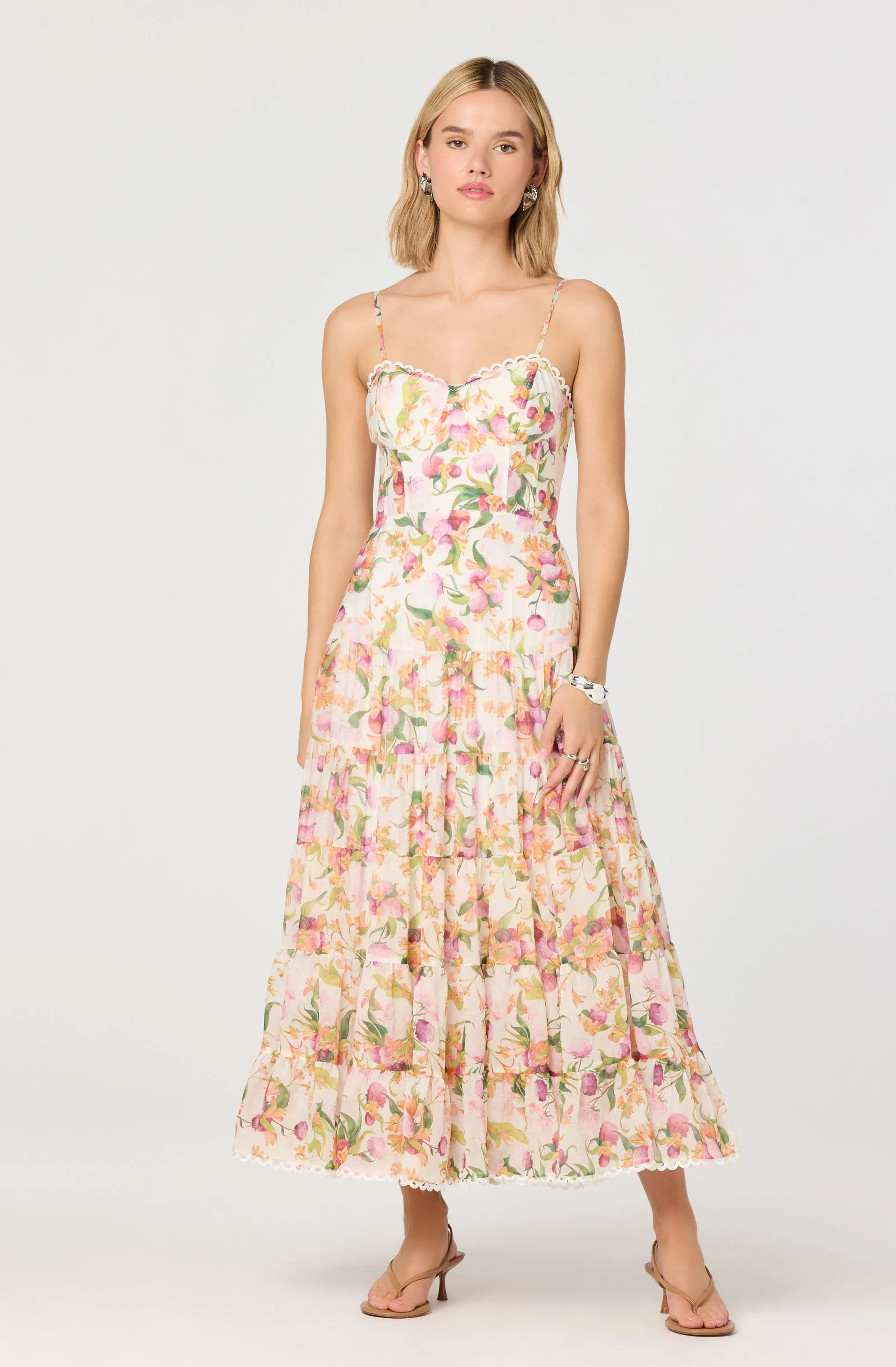 Lianna Floral Scalloped Trim Tiered Maxi Dress sold by Astr product image thumbnail 5