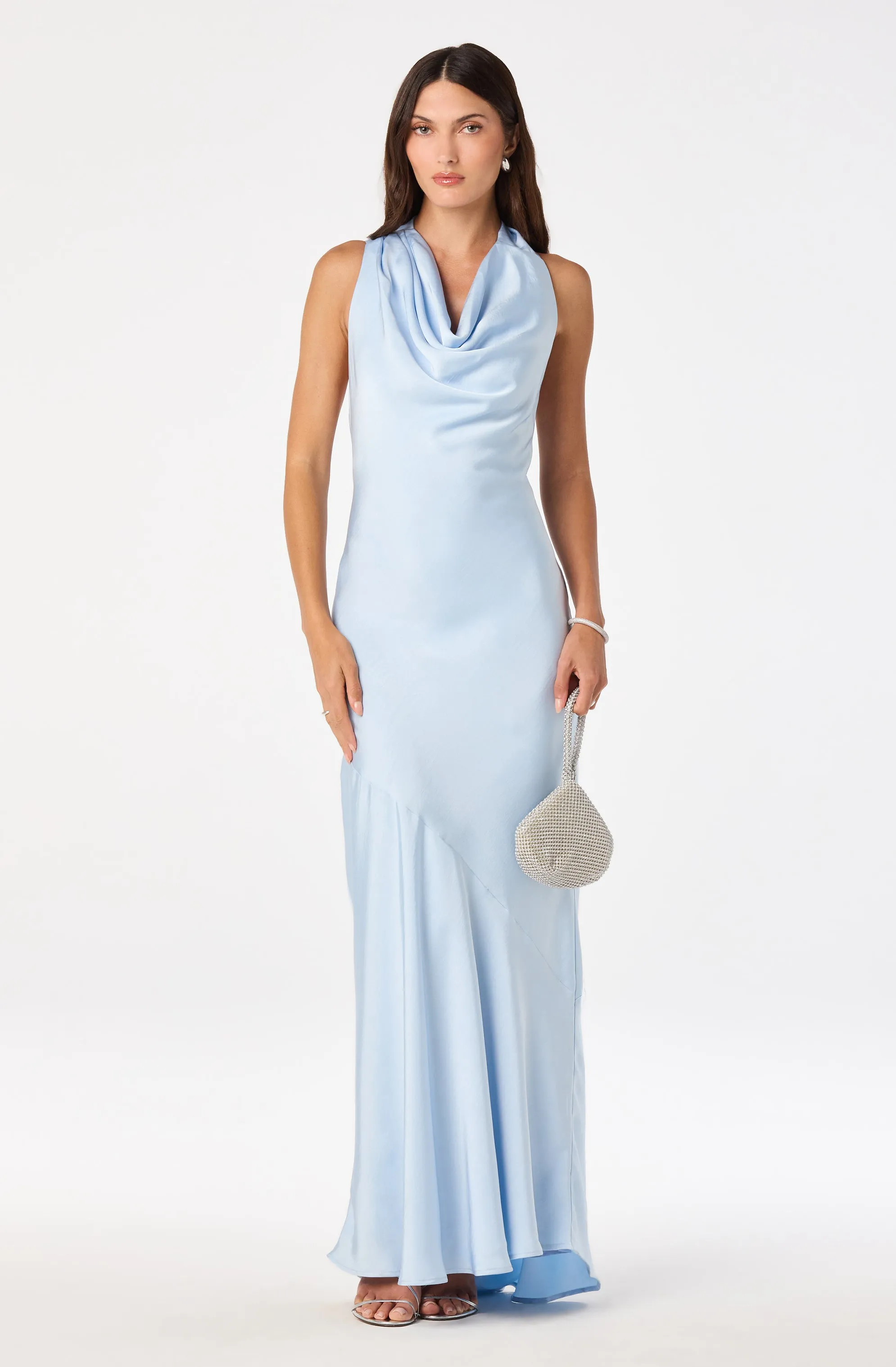 Varya Satin Cowl Neck Maxi Dress sold by Astr