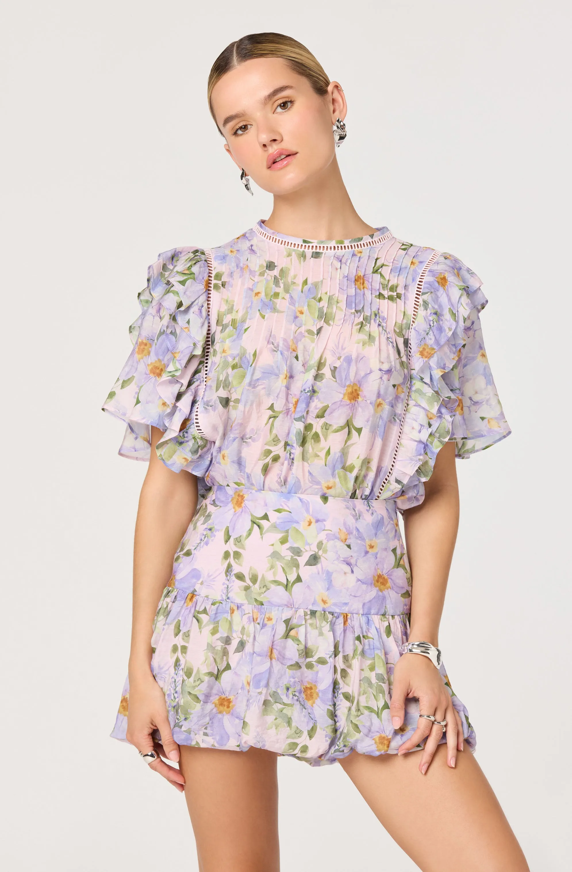 Kinley Floral Flutter Sleeve Ruffle Top sold by Astr product image thumbnail 3