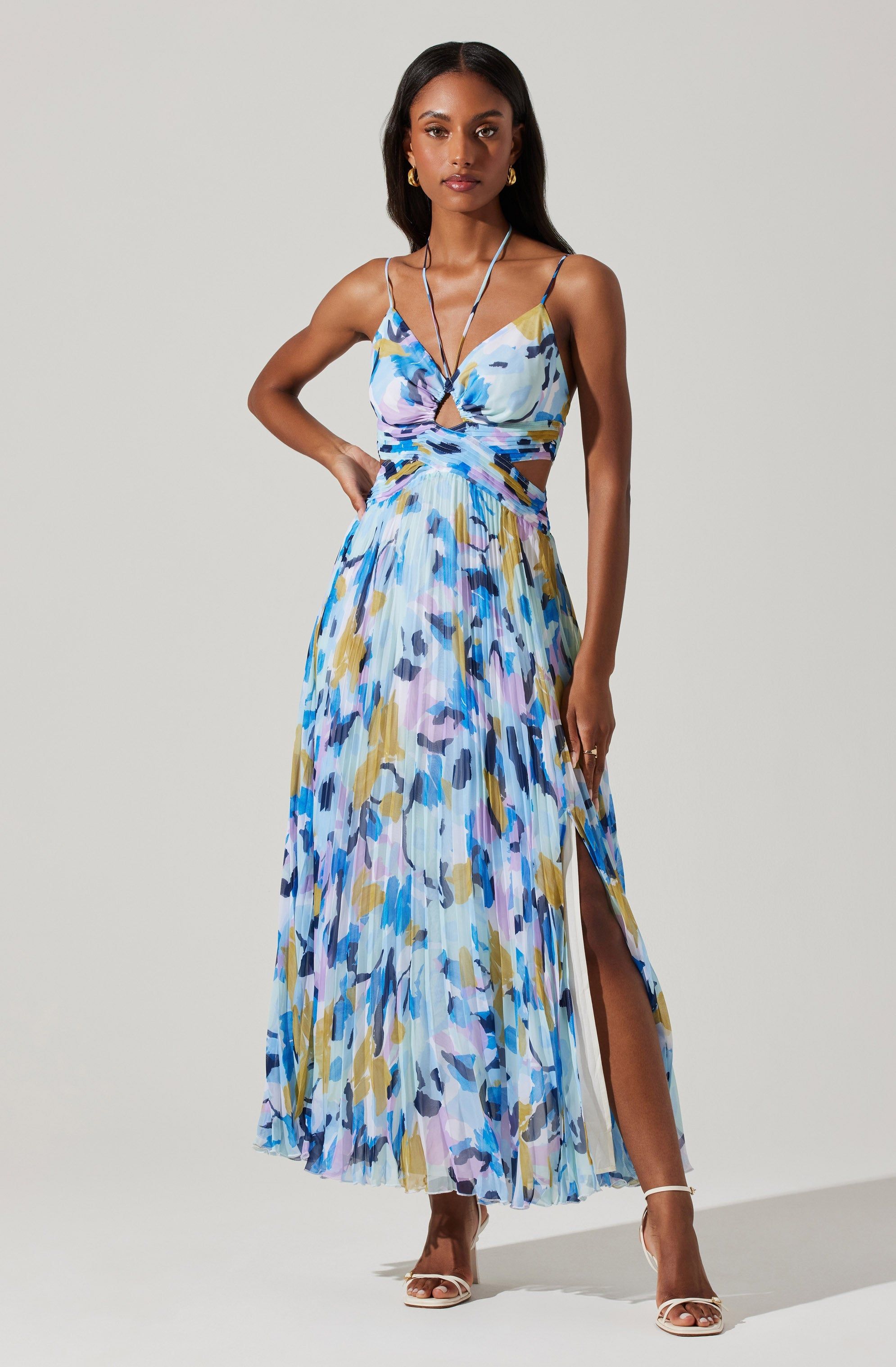 Aquata Floral Pleated Maxi Dress sold by Astr