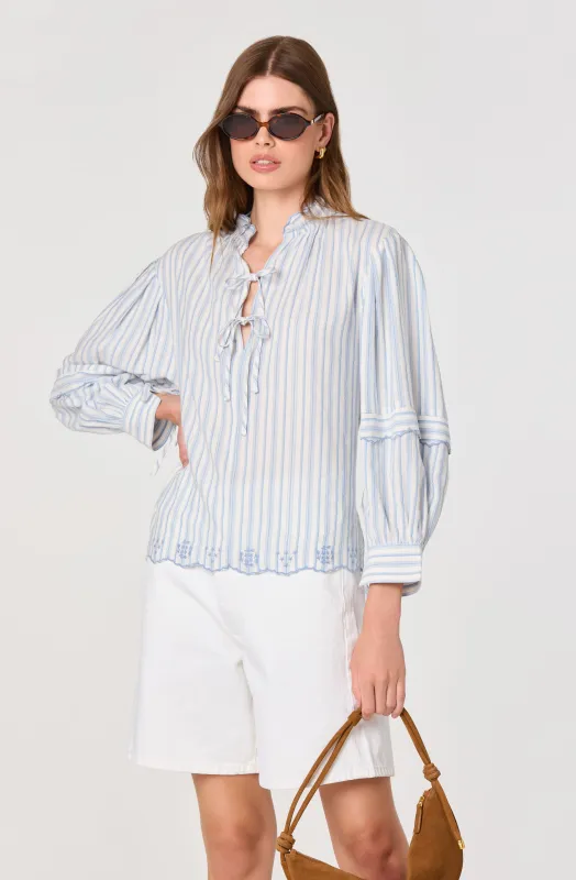 Taliyah Striped Peasant Blouse sold by Astr