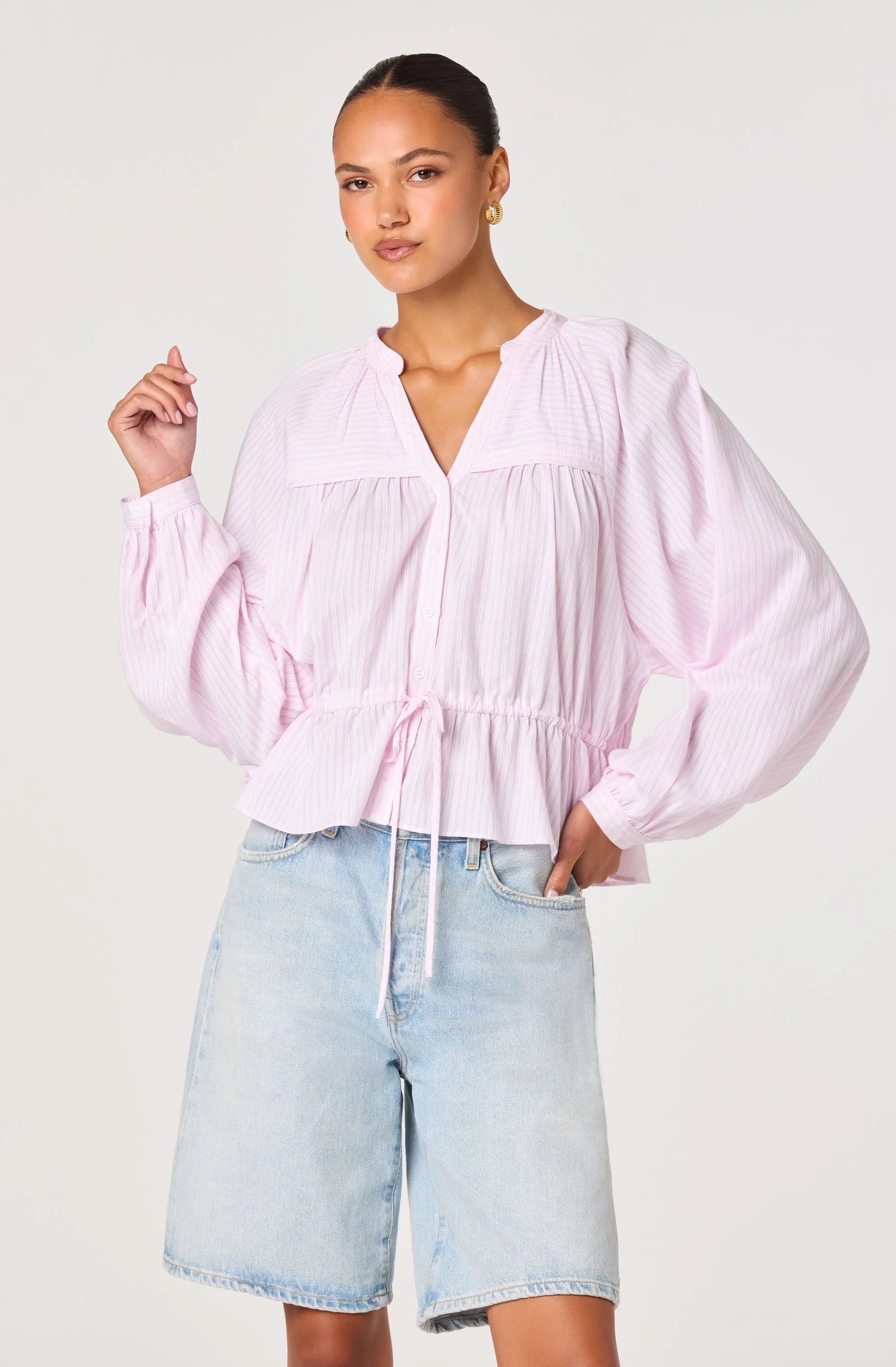Jessalyn Striped Peasant Top sold by Astr