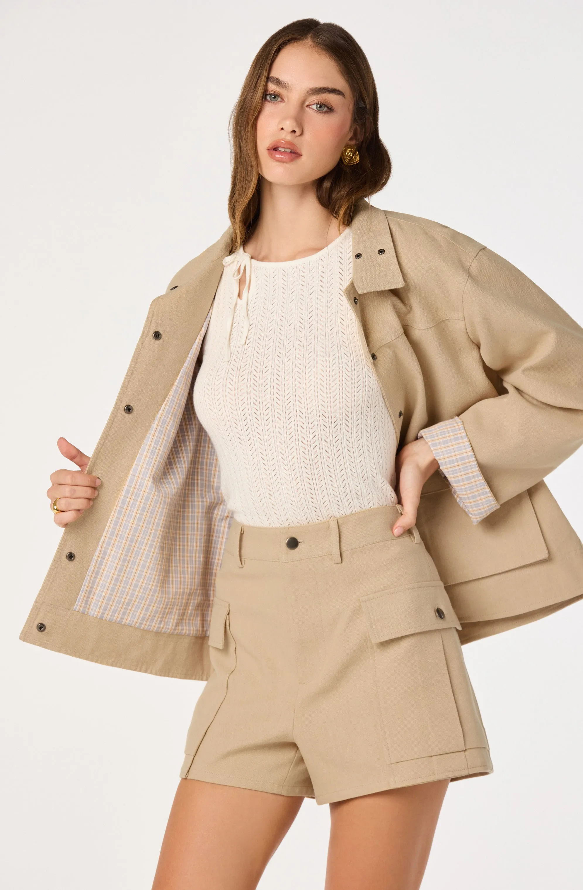 Beron Utility Jacket with Plaid Trim sold by Astr product image thumbnail 5