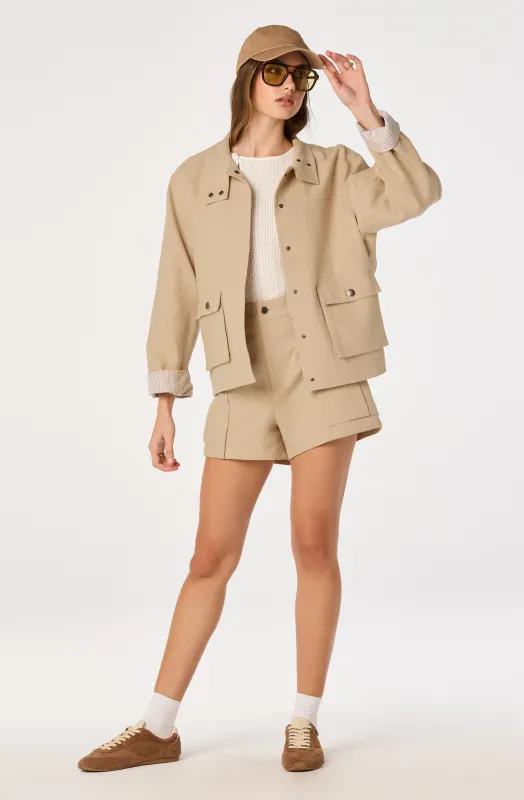 Beron Utility Jacket with Plaid Trim sold by Astr